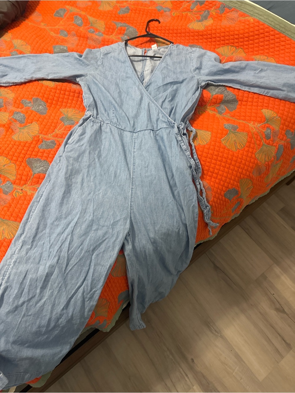 Light Blue Denin Wrap Jumpsuit